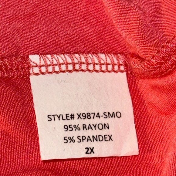 Coral Loveappella Womens Button-Down Top Size 2X Rayon/Spandex Blend - Picture 2 of 12